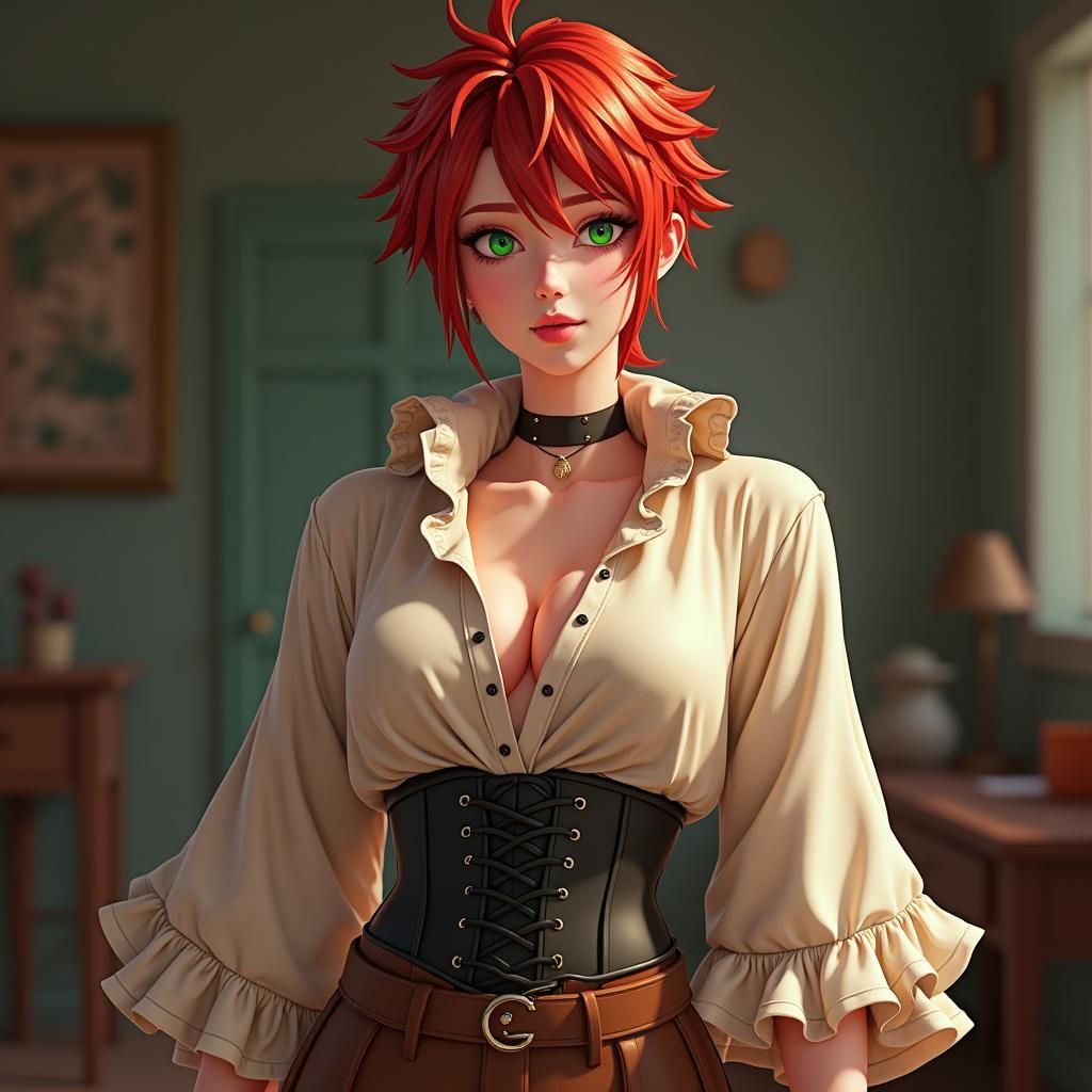 Anime Style Portrait of Androgynous Young Man