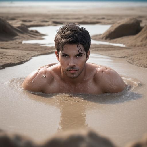 Man Sinking in Quicksand: Professional Photography