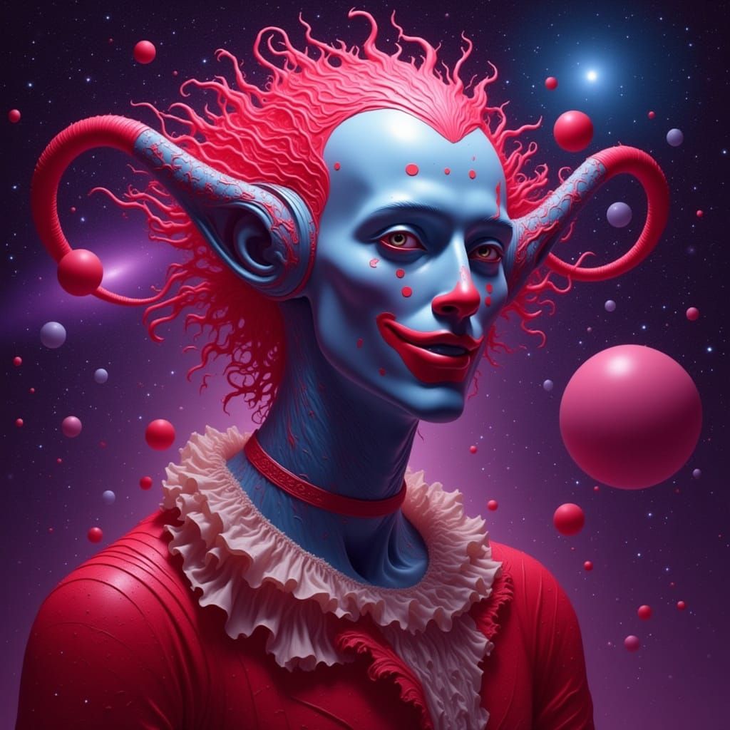 Cosmic Clown in Crimson Crown Galaxy