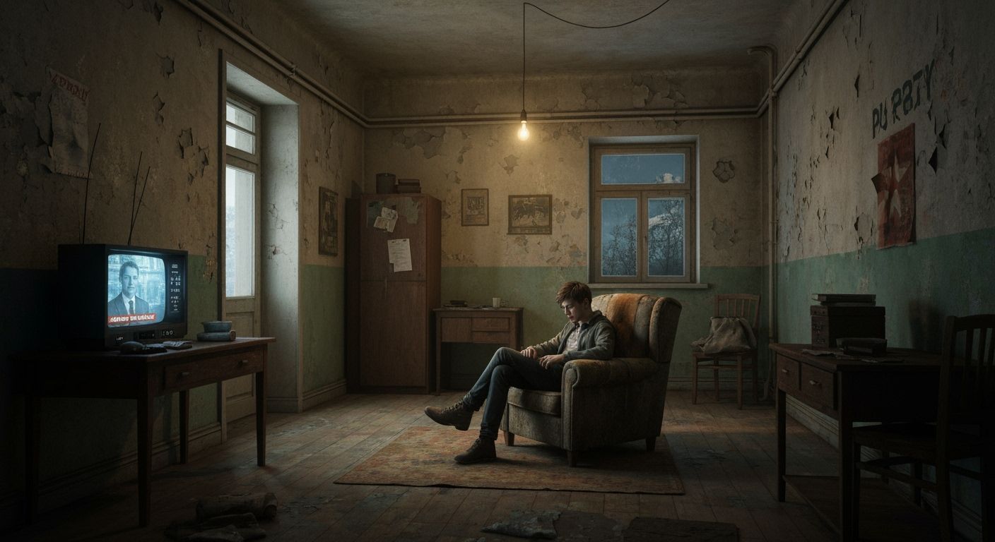 Dystopian Rebel in a Party Stronghold, Gritty Art