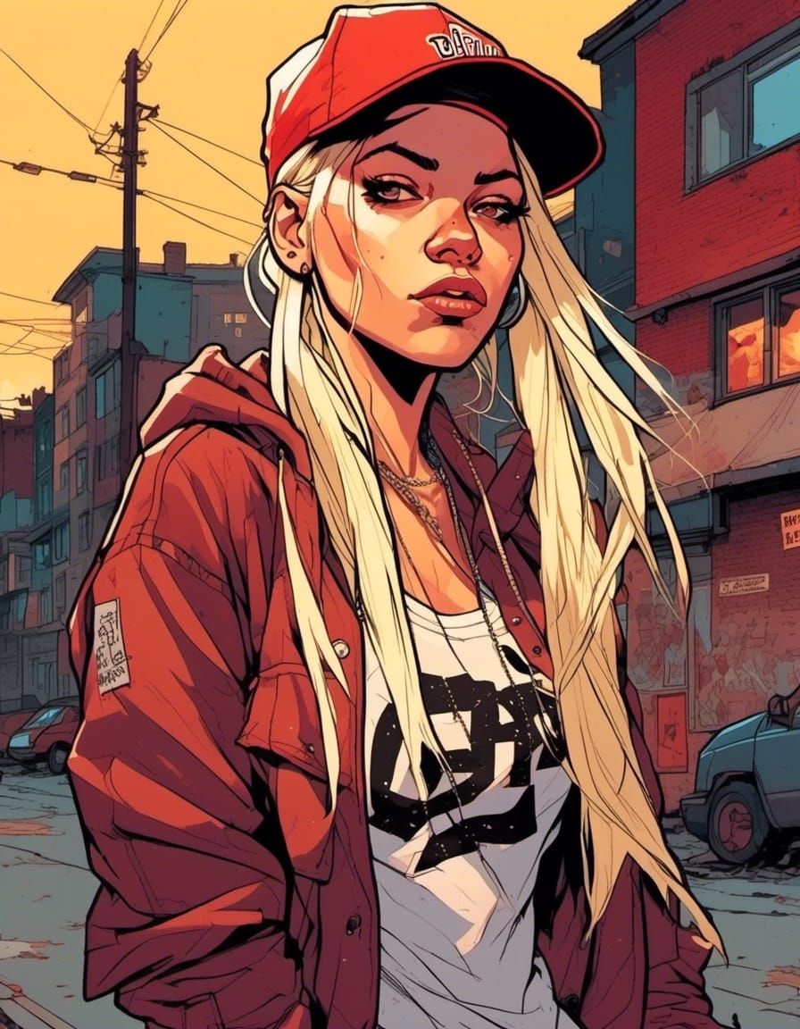 Edgy Rapper Portrait in Urban Comic Style