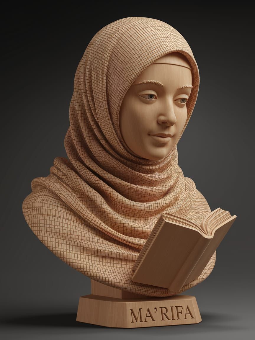 Ma'rifa: Palestinian Woman Bust in Olive Wood