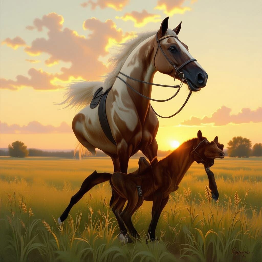 Majestic Horse Stallion with Royal Gemstone Harness