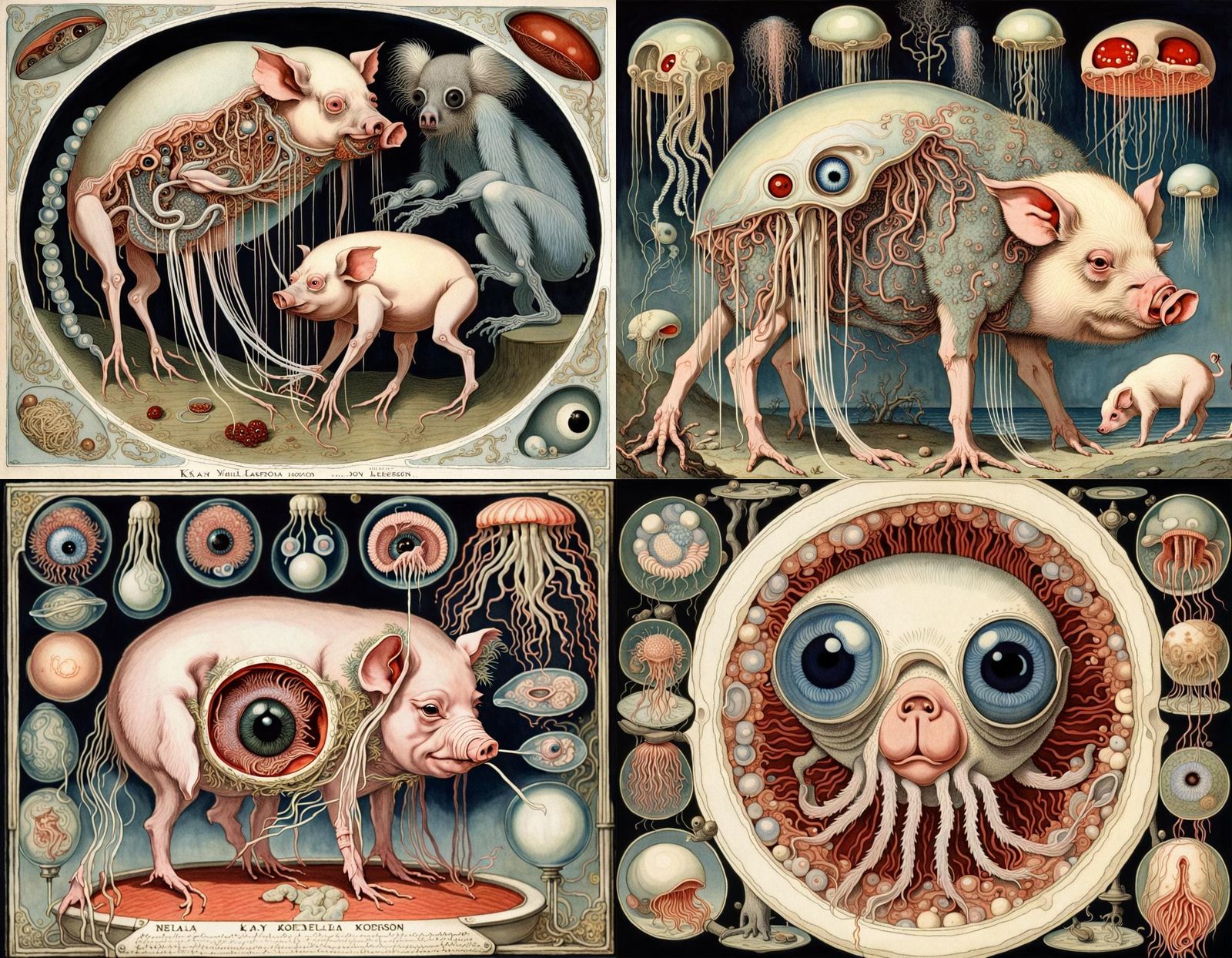 Surreal Chimera of Pig, Gibbon and Jellyfish