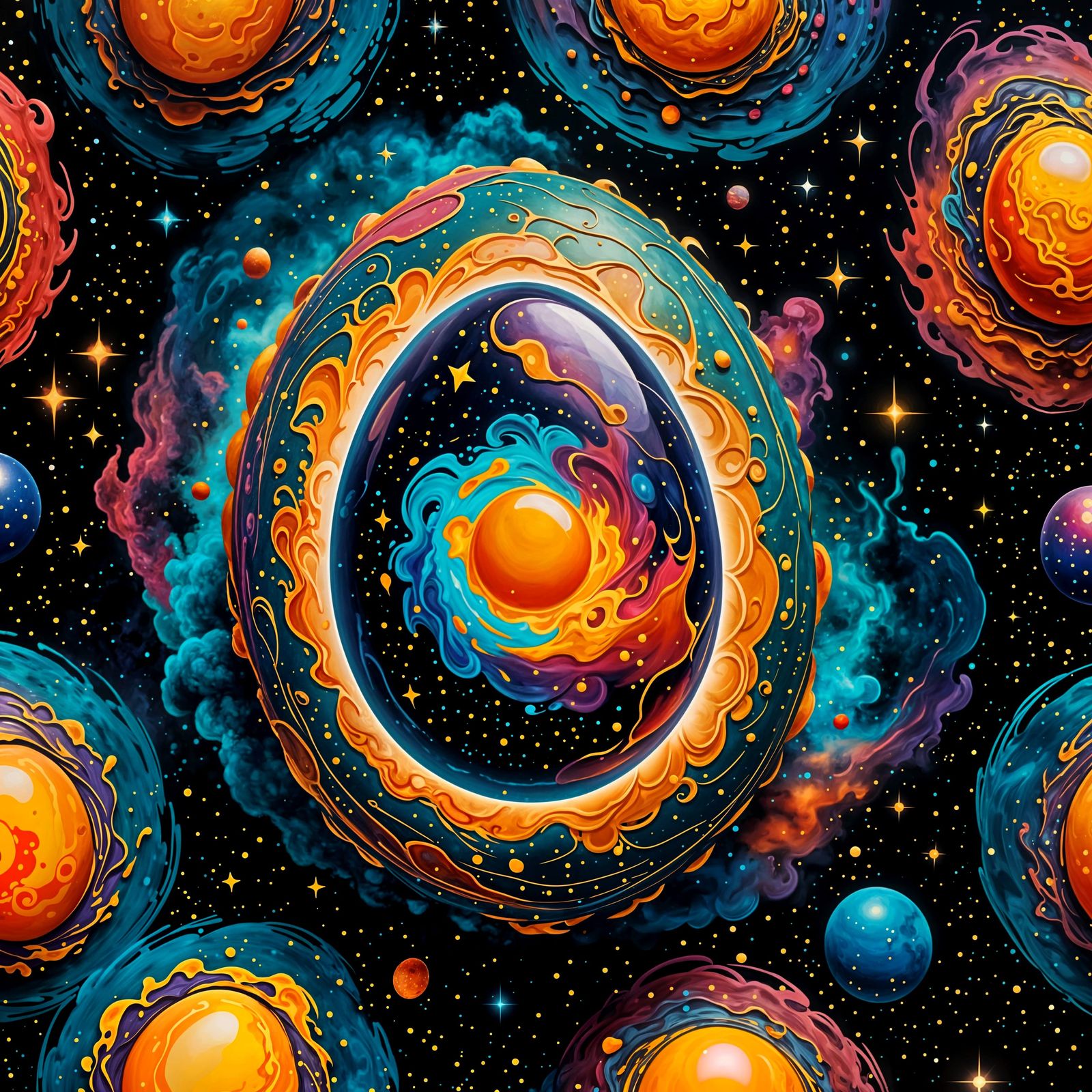 Eggalaxy: Vibrant Cosmic Egg in Space