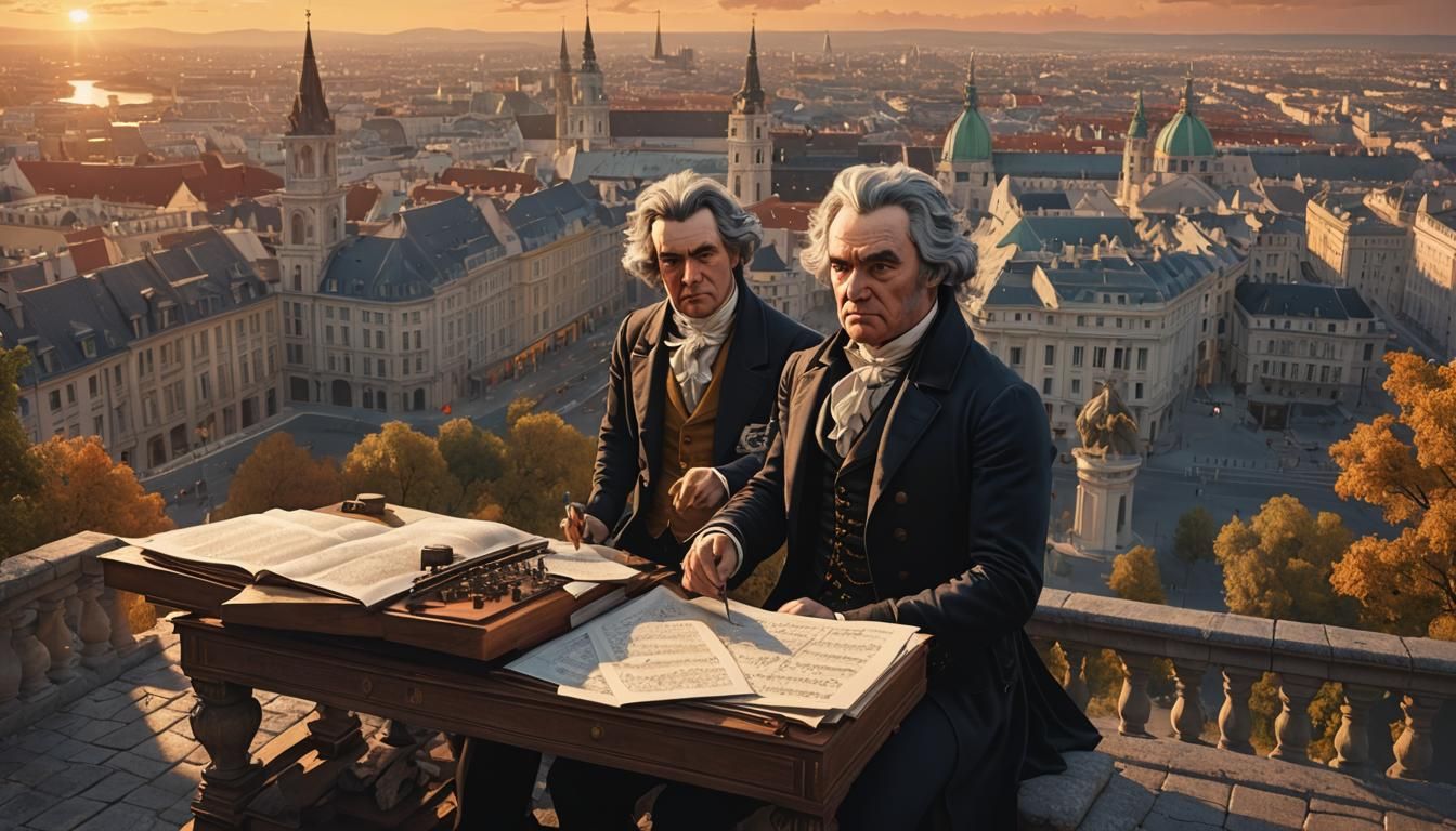 Beethoven and Haydn in Vienna: Detailed Matte Painting