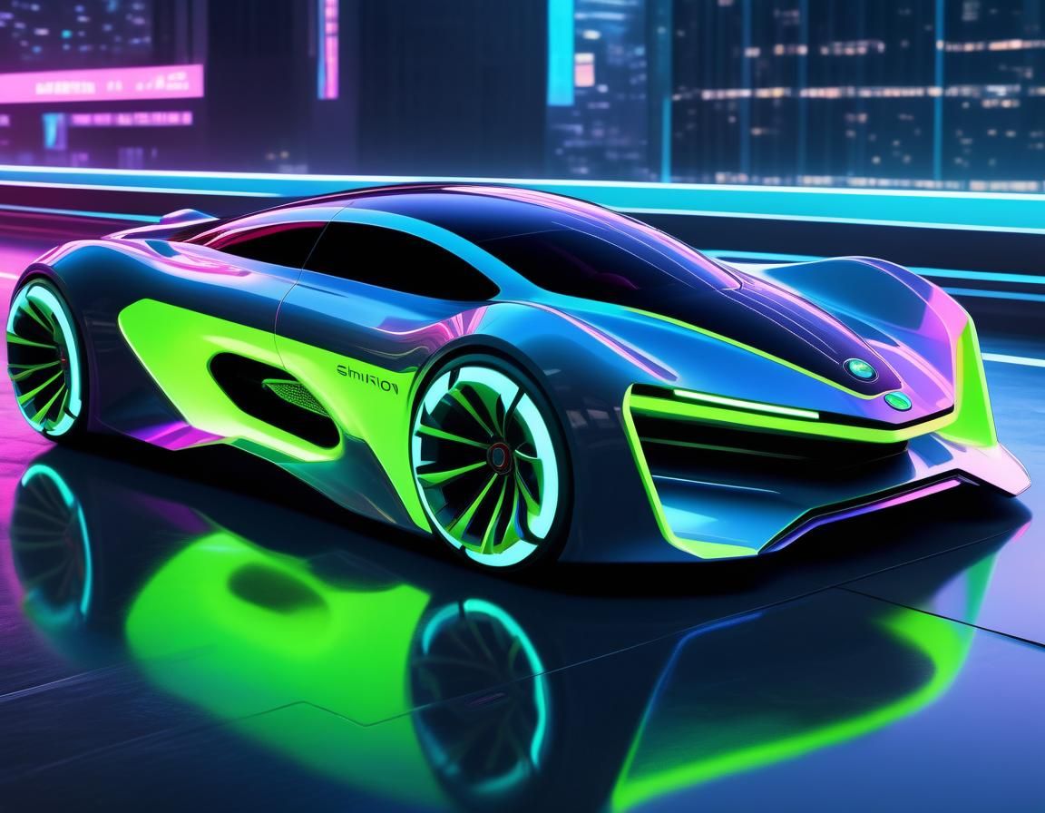 Futuristic Neon Car Concept Art in 4K