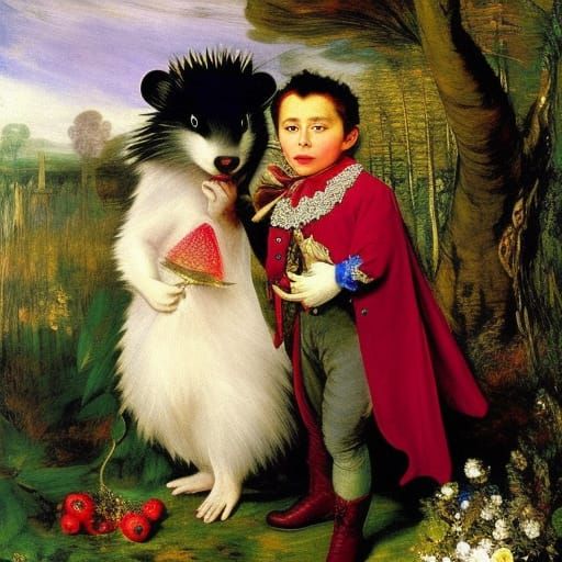 Vampire's Spring Treat: A Whimsical Classical Painting