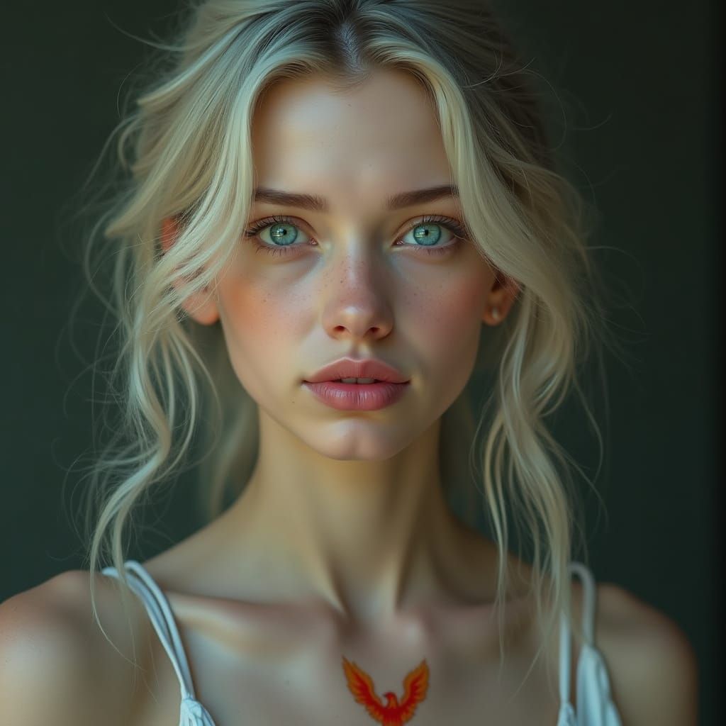 Ethereal Beauty with Haunting Emptiness in Her Eyes