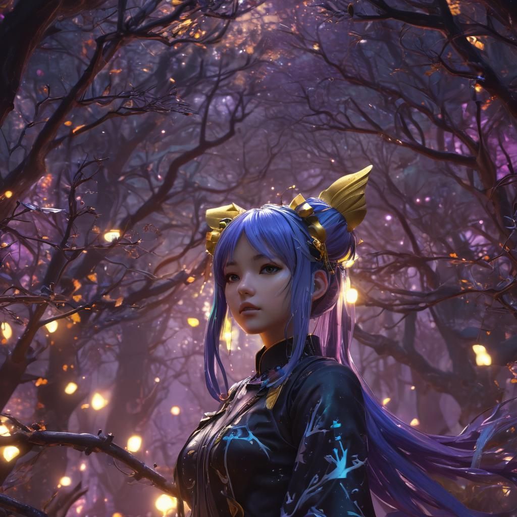 Hatsune Miku in Dark Fantasy Forest