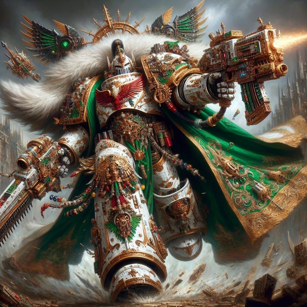 Powerful Fantasy Warrior in Maximalist White Armour