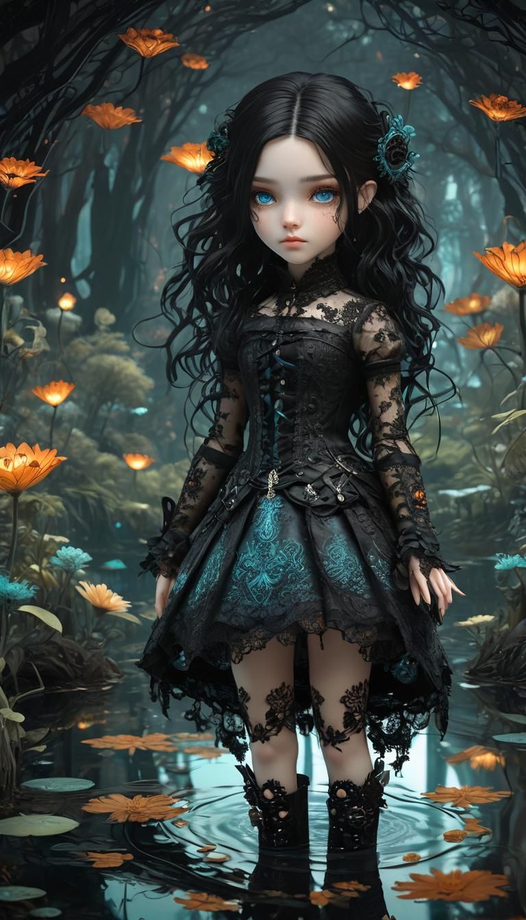 Steampunk Yennefer in Bioluminescent Wonderland