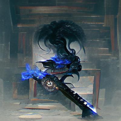 Blue Flame Katana in Stone, Sinister Art