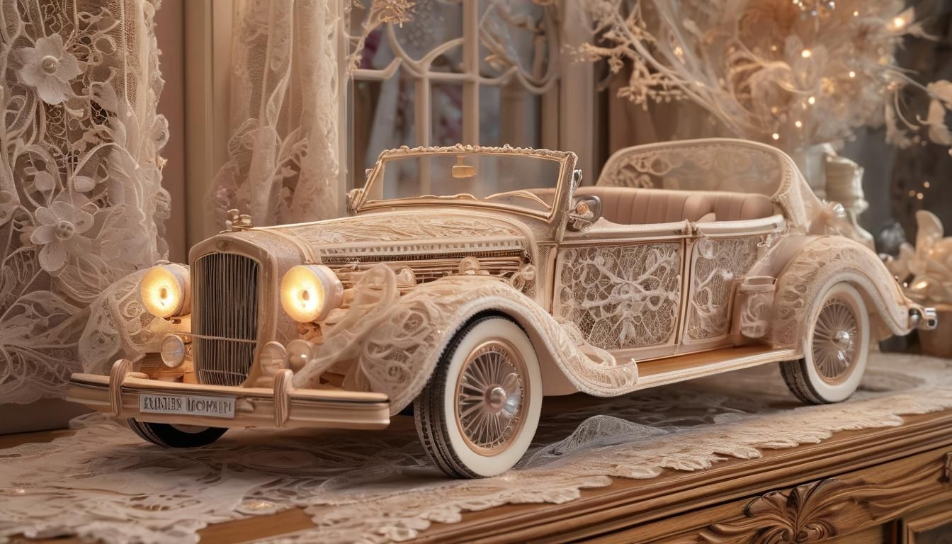 Lace Vintage Car: 3D Rendered Art