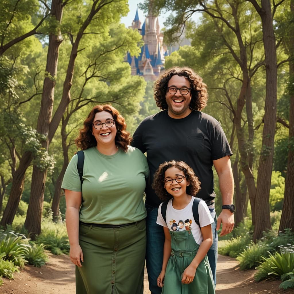 Happy Family in Nature: A Pixar-Style Scene