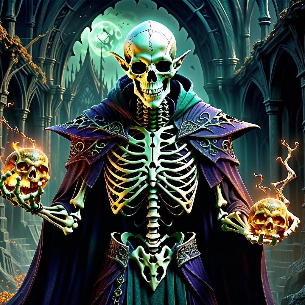 Elven Mage of Dark Arts in Detailed Matte Painting