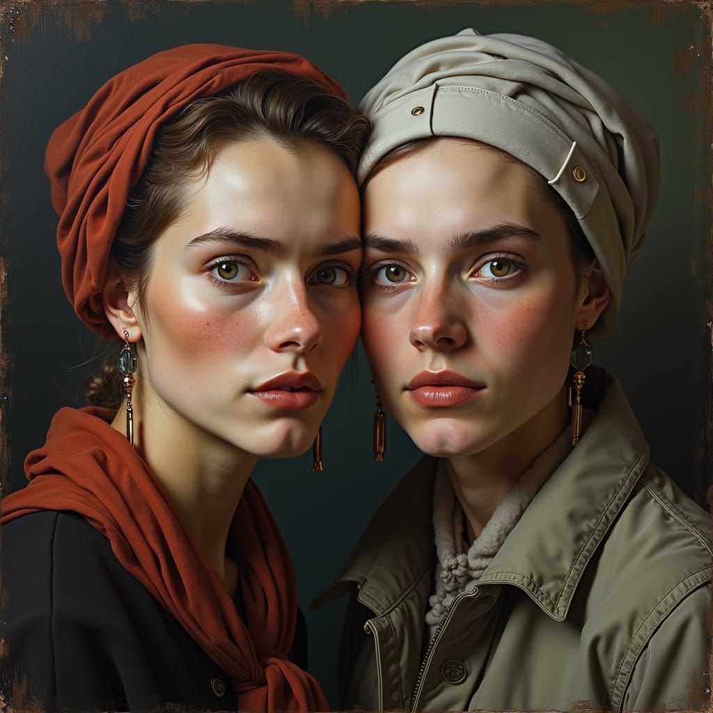 Portraits in Cafe: Mature Woman and Young Man