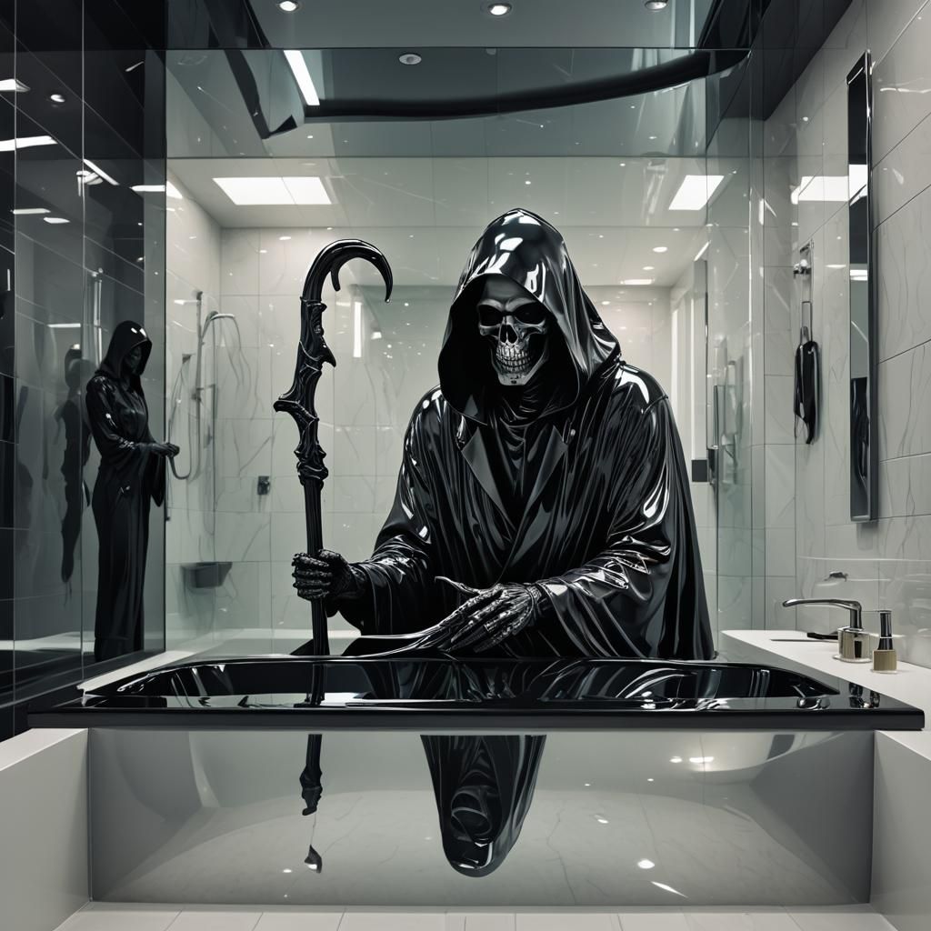 Futuristic Grim Reaper in Glass, Abstract Art