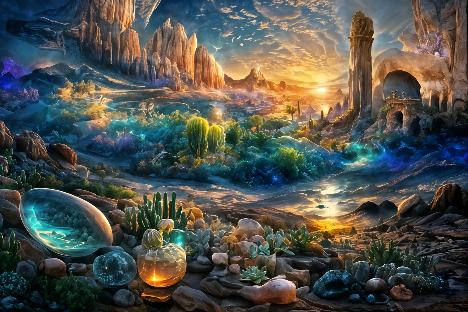 Moonlit Dieselpunk Oasis: A Sci-Fi Desert Dream