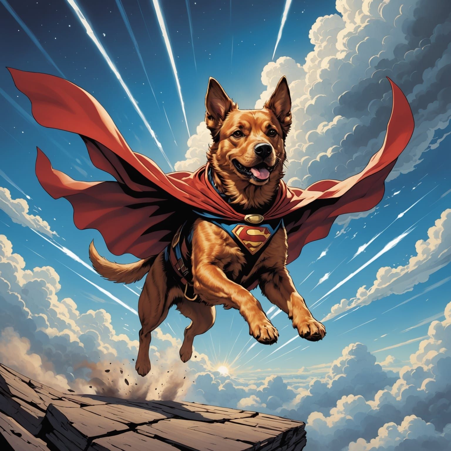 Super Dog Soars Through the Sky in a Flash