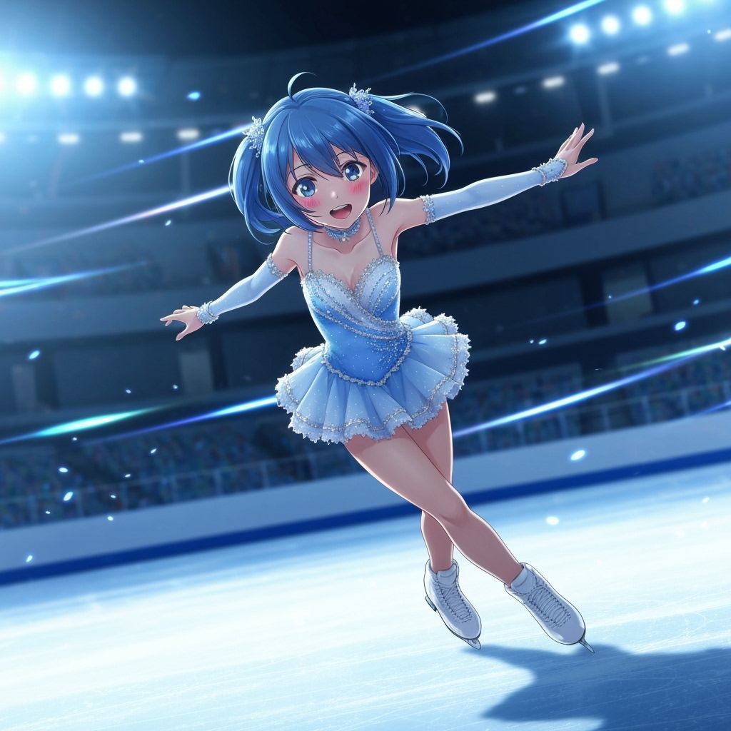 Anime Girl's Graceful Triple Axel on Ice