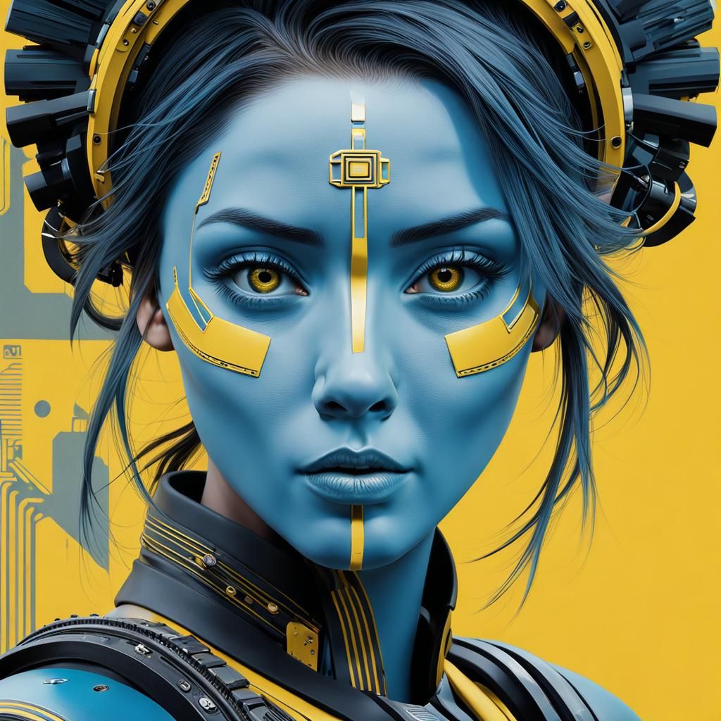 High-Tech Girl: Detailed Sci-Fi Art in Pastel Colors