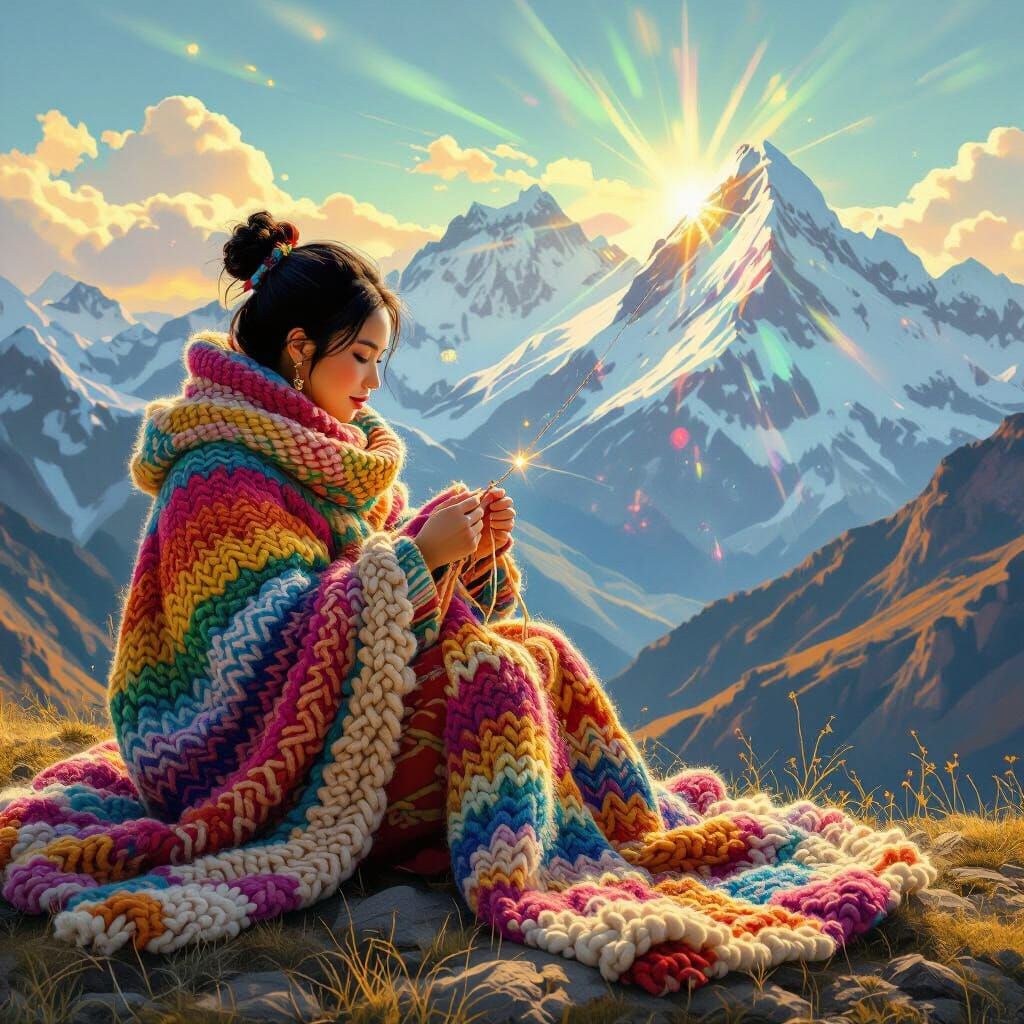 Whimsical Knitter Creates Giant Psychedelic Scarf in Folk Ar...