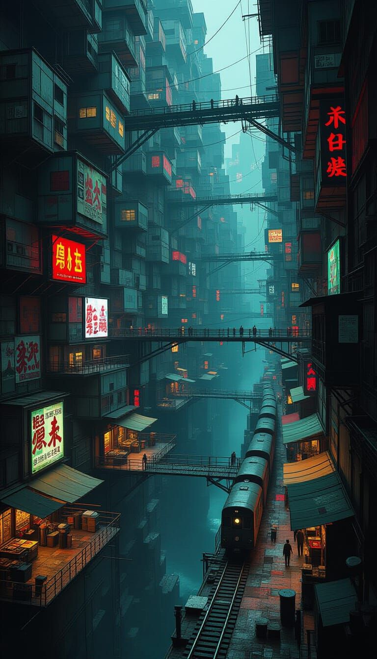 Dark Undercity of Asphodel: Industrial Sci-Fi Art