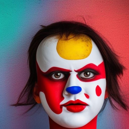 Clown with Colorful Makeup in Professional Photo