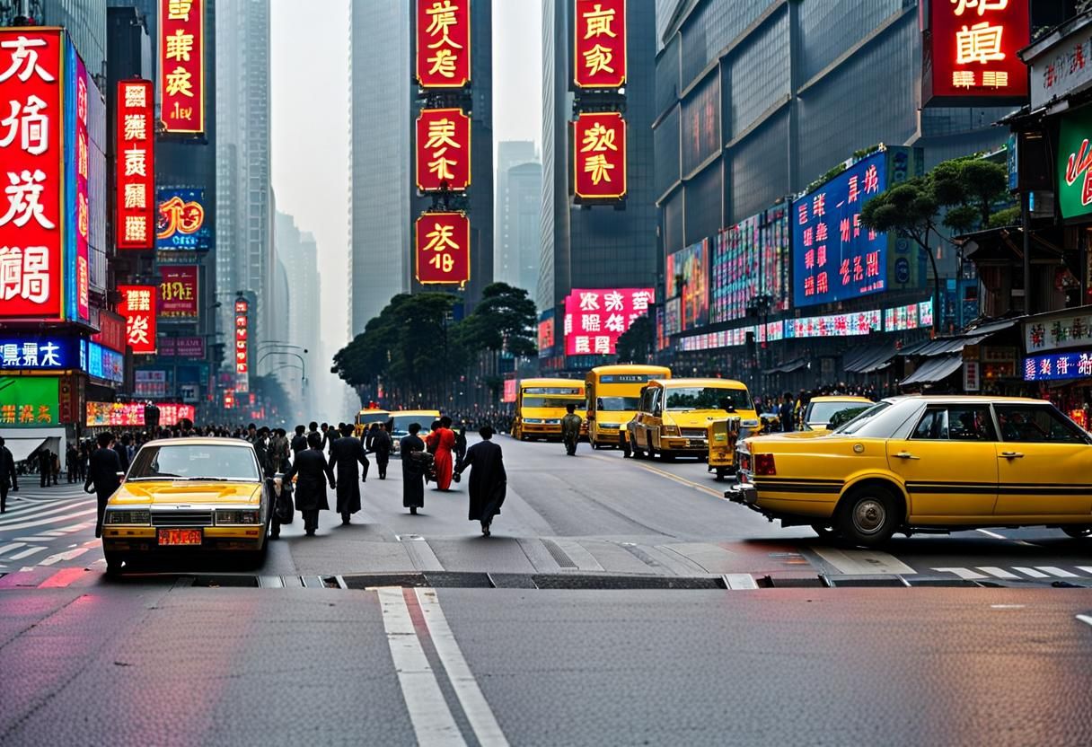 Vivid Chaotic Cityscape with High-Rise Buildings