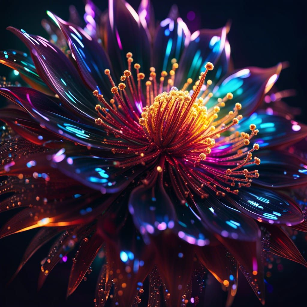 Quantum Flower Growing From Atom: Macro Photography