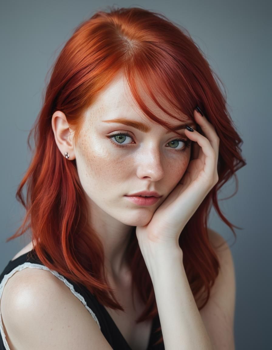 Shy Redhead Glance: A Moment of Curiosity