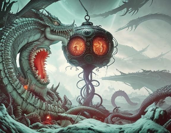 Cthulhu Dragon Monster in a Jar: Streetwear Art