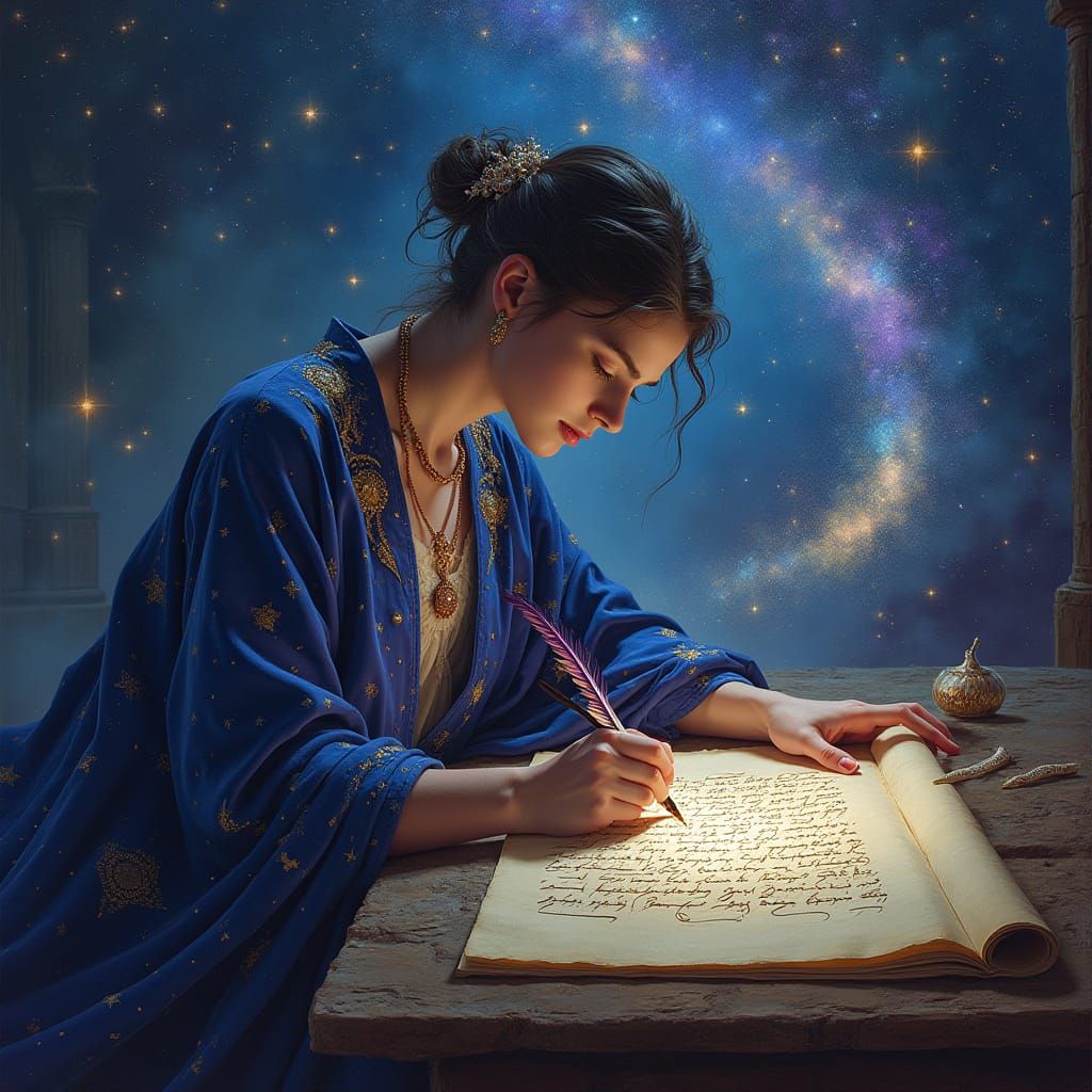 Celestial Calligrapher Writes in the Stars: Matte Painting