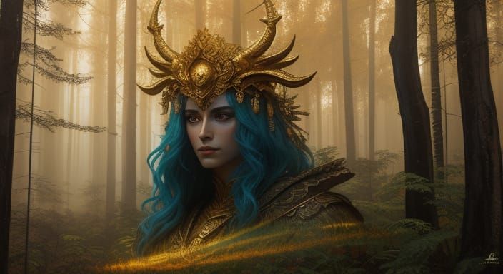 Mystical Forest Figure in Symbolist Style