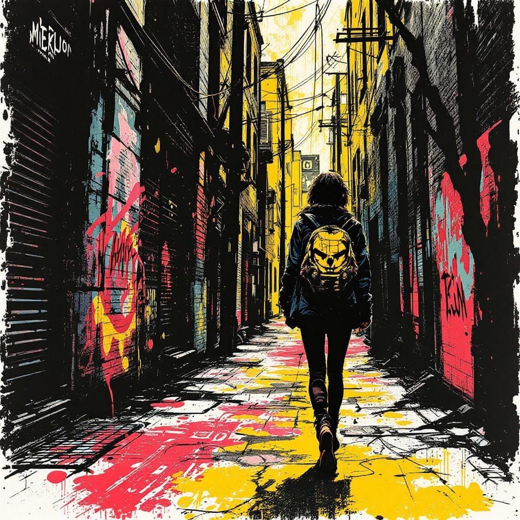 Urban Figure in Zine Punk Aesthetic