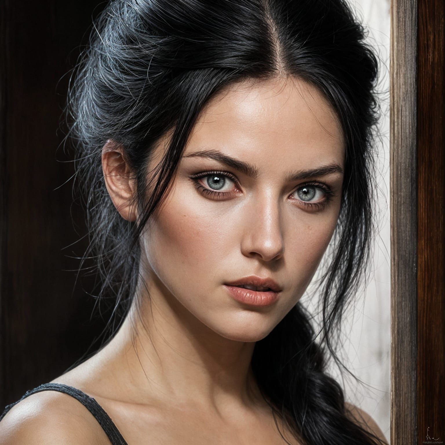 Dark Fantasy Goddess in Tavern Interior