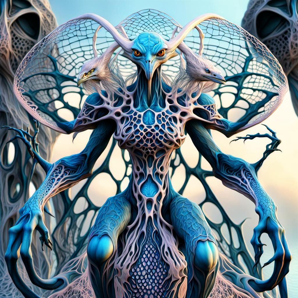 Alien Druid Hybrid Dances in Surreal Postmodern Scene