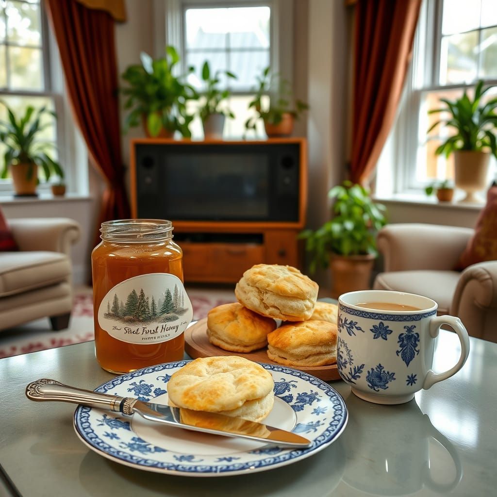 Vintage-Inspired Scones with Forest Honey on a Cozy Morning