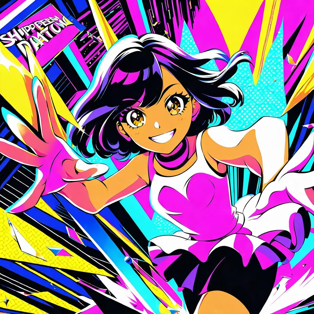 Thai Girl Dancing at Rave in Comic Book Style