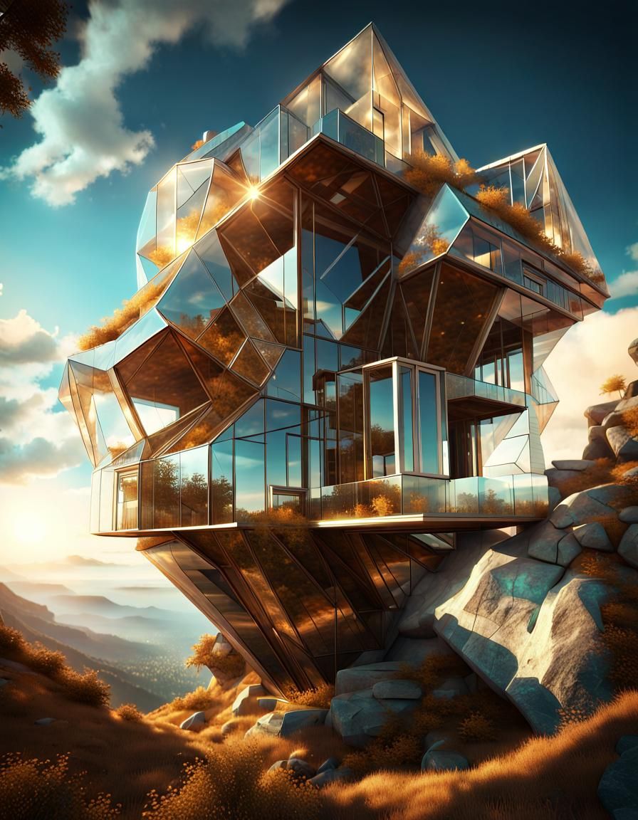 Futuristic Glass Mansion on a Mountaintop