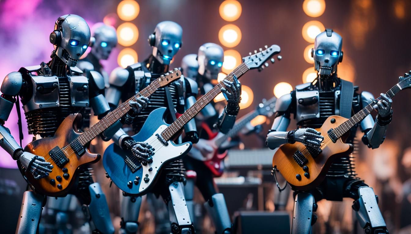 Dystopian Robots Playing Heavy Metal Music