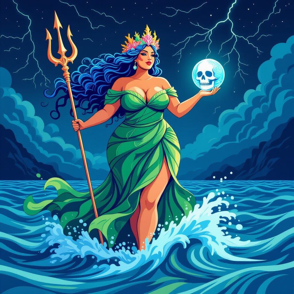 Curvy Sea Goddess Walking on Water