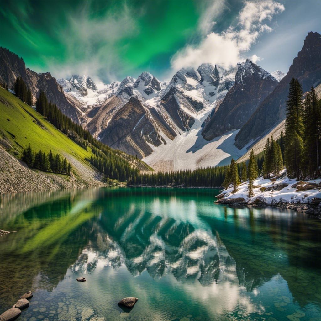 Majestic Alpine Panorama in Hyperrealistic Style