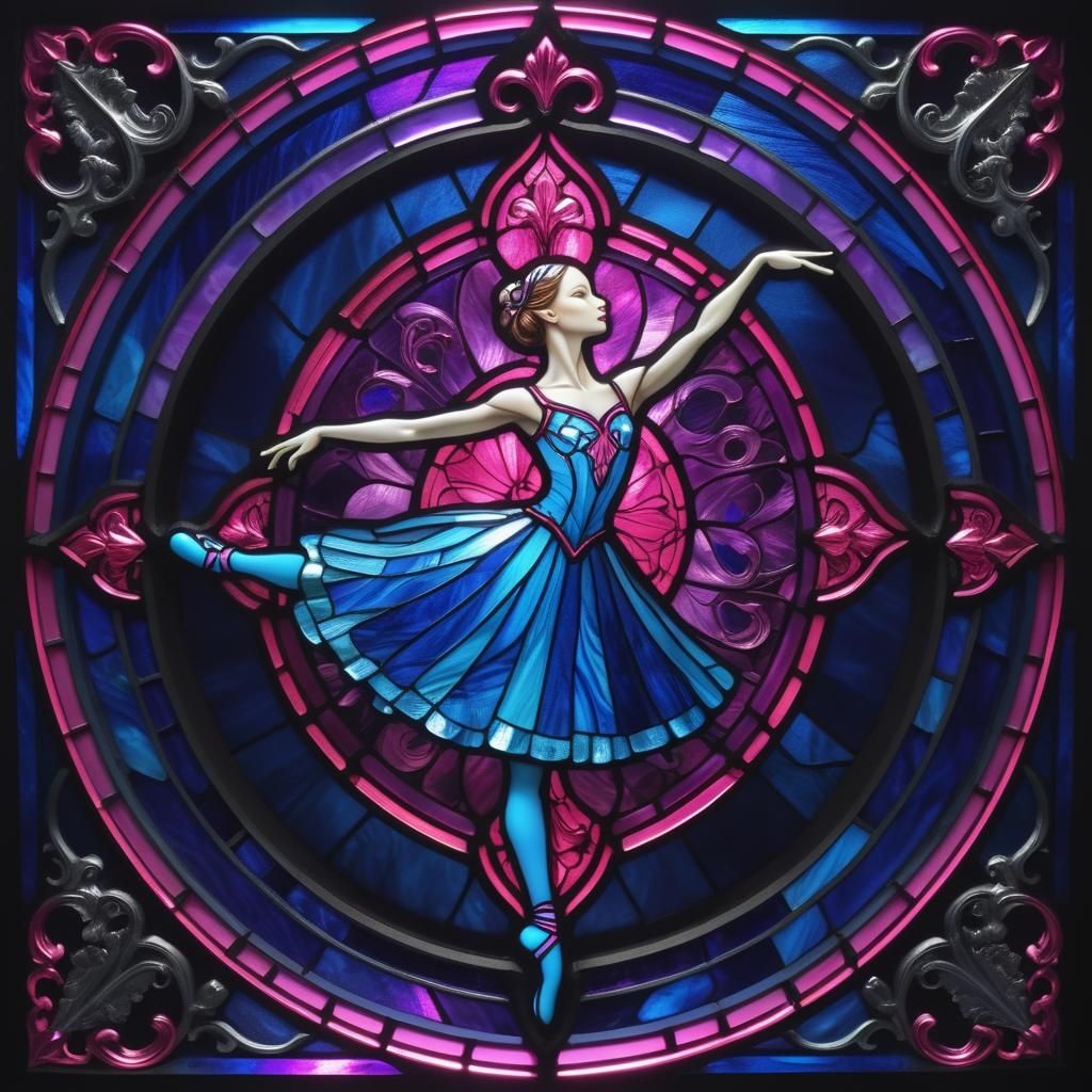 Stained Glass Ballet Dancer in Fantasycore Style