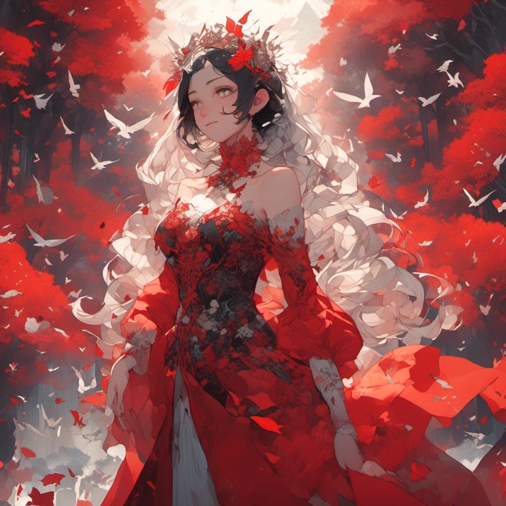 Hell Princess in Red Dress: AI Generated