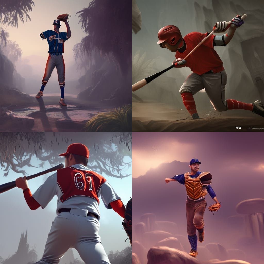 Detailed Matte Painting of a Baseball Player