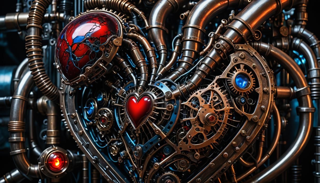 Steampunk Sci-Fi Mechanical Heart in Macro