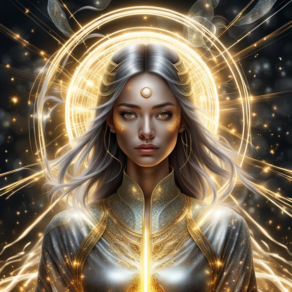 Zen Girl with Glowing Metal in Graffiti Art Style