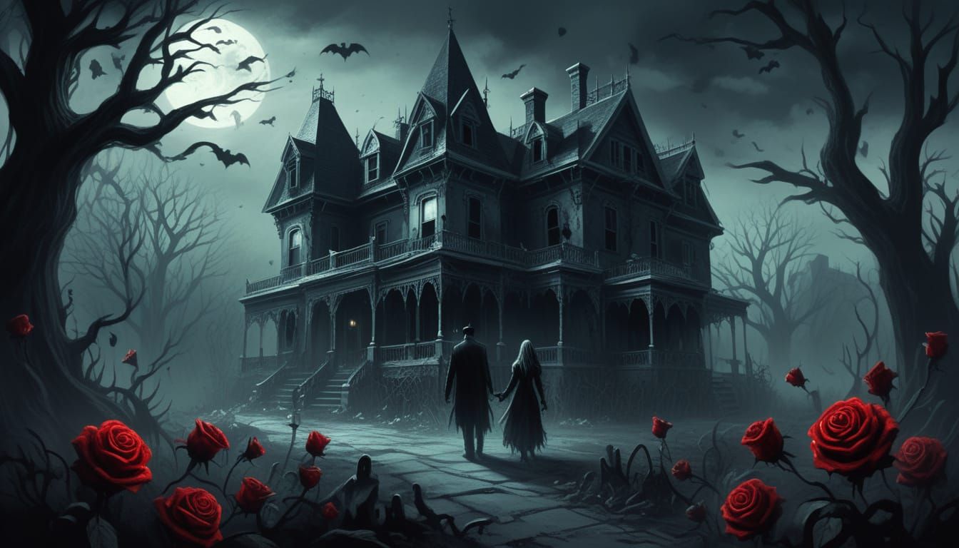 Gothic Zombies with Love Letters in Haunted Mansion